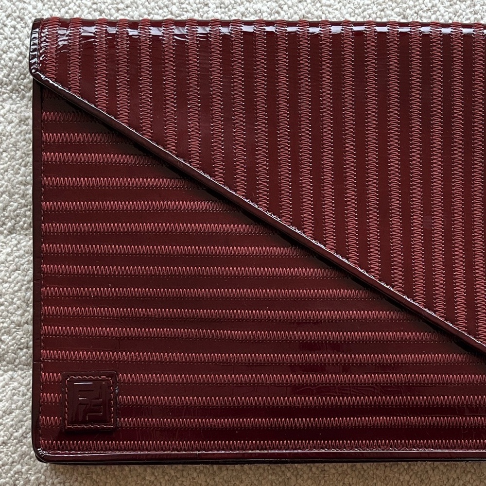 Fendi Bag. Fendi Crimson Patent Leather Envelope Clutch. Vintage Fendi Purse.